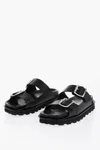 Jil Sander Leather Sandals With Double Buckle In Black
