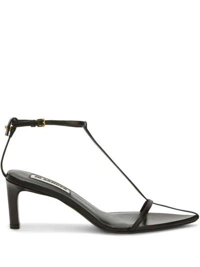 Jil Sander Leather Sandals With Weaved Straps In White