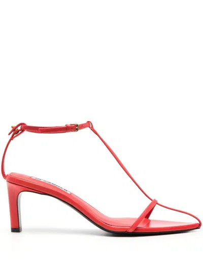 Jil Sander Leather Sandals With Weaved Straps In Red