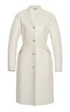 Jil Sander Leather Sculpted Coat In White