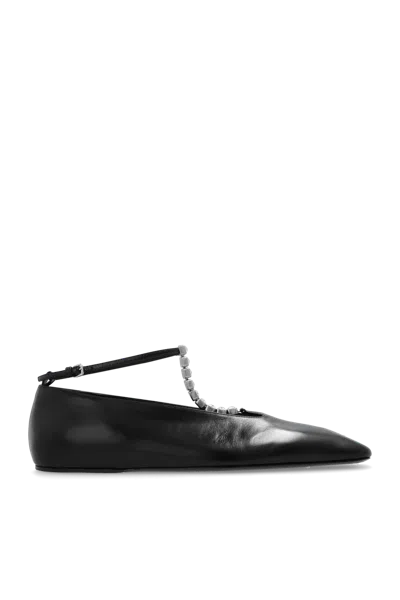 Jil Sander Crystal-embellished Ballet Flats Black