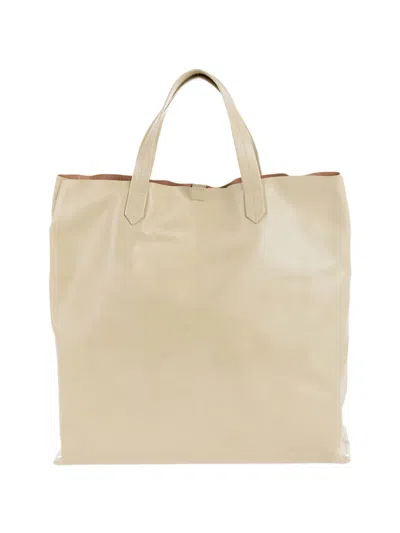 Jil Sander Leather Shopping Bag In Neutrals