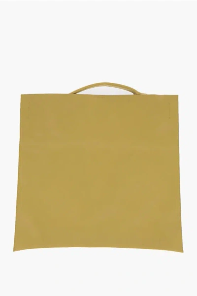 Jil Sander Leather Shopping Bag With Inner Pocket In Yellow