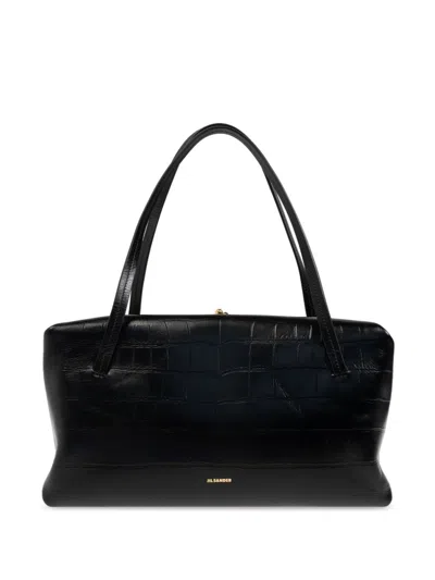 Jil Sander Leather Shoulder Bag In Black