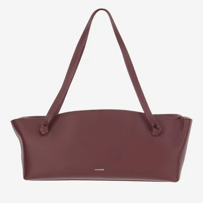 Jil Sander Leather Shoulder Bag In Burgundy