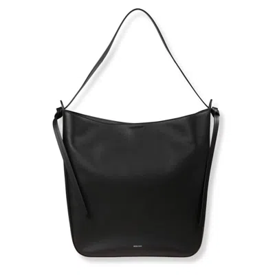 Jil Sander Leather Shoulder Bag With Decorative Tassels In Black