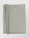 Jil Sander Leather Shoulder Bag With Flat Silhouette And Braided Detail In Grey