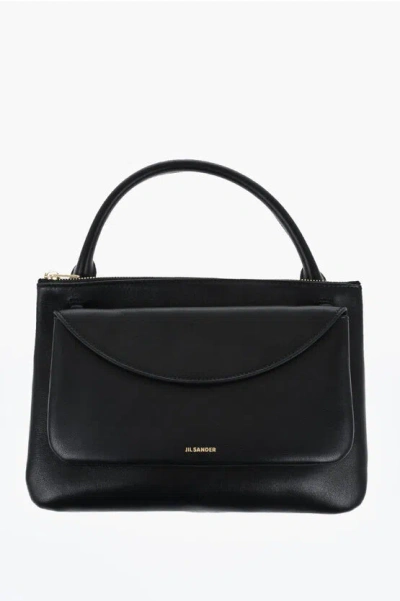 Jil Sander Leather Shoulder Bag With Frontal Pouch