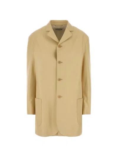 Jil Sander Leather Single-breasted Blazer In Brown