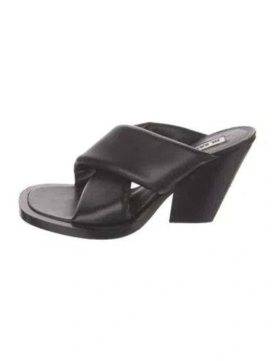 Pre-owned Jil Sander Leather Slides In Black