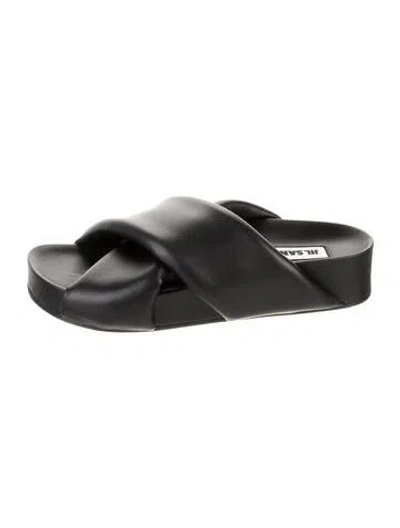 Pre-owned Jil Sander Leather Slides In Black