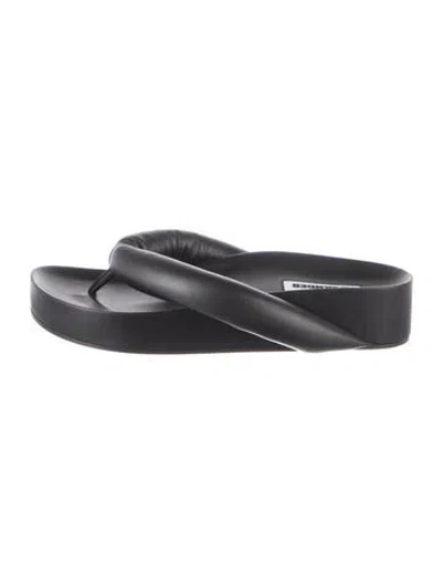 Pre-owned Jil Sander Leather Slides In Black