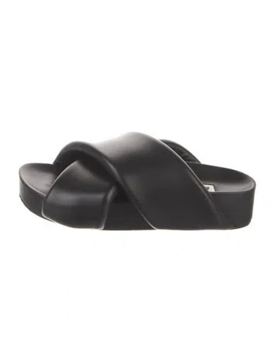 Pre-owned Jil Sander Leather Slides In Black