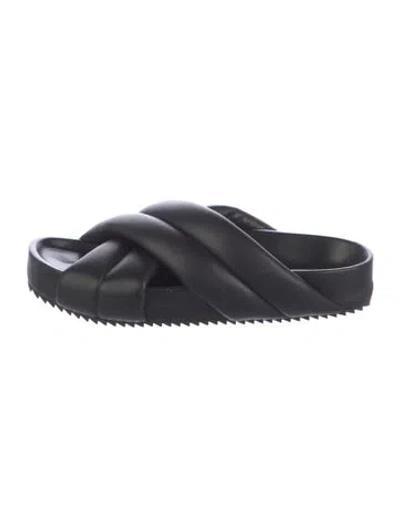 Pre-owned Jil Sander Leather Slides In Black