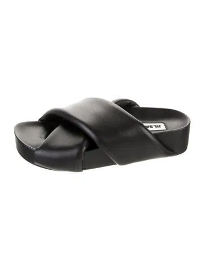 Pre-owned Jil Sander Leather Slides In Black