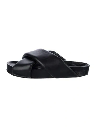 Pre-owned Jil Sander Leather Slides In Black