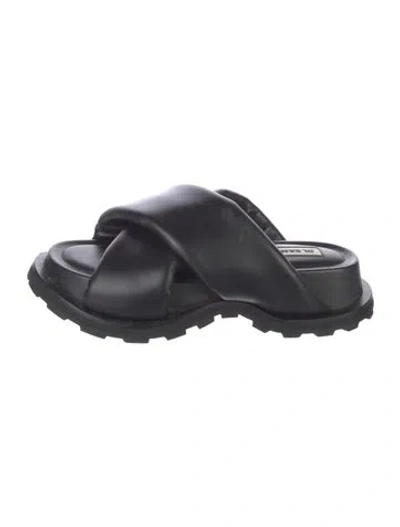 Pre-owned Jil Sander Leather Slides In Black