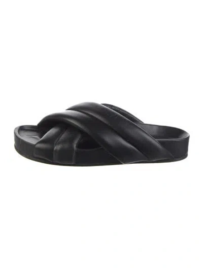 Pre-owned Jil Sander Leather Slides In Black
