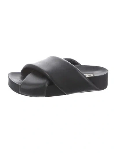 Pre-owned Jil Sander Leather Slides In Black