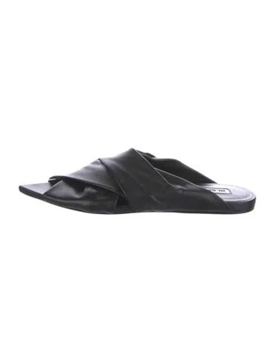 Pre-owned Jil Sander Leather Slides In Black