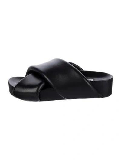 Pre-owned Jil Sander Leather Slides In Black