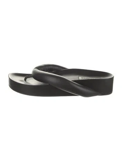Pre-owned Jil Sander Leather Slides In Black
