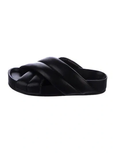 Pre-owned Jil Sander Leather Slides In Black