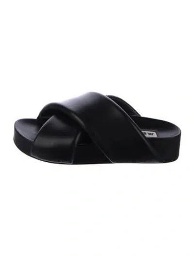 Pre-owned Jil Sander Leather Slides In Black
