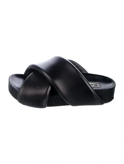 Pre-owned Jil Sander Leather Slides In Black