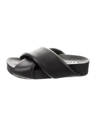 Pre-owned Jil Sander Leather Slides In Black