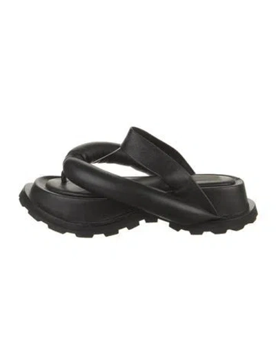 Pre-owned Jil Sander Leather Slides In Black