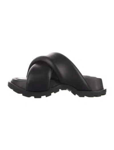 Pre-owned Jil Sander Leather Slides In Black