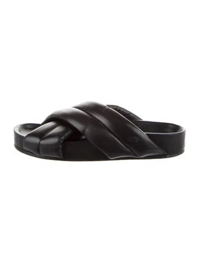Pre-owned Jil Sander Leather Slides In Black