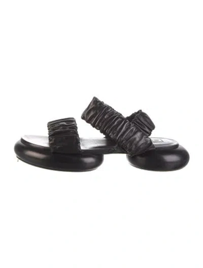 Pre-owned Jil Sander Leather Slides In Black