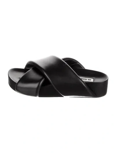 Pre-owned Jil Sander Leather Slides In Black