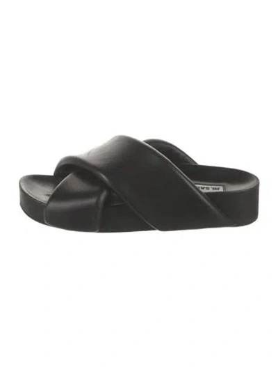 Pre-owned Jil Sander Leather Slides In Black