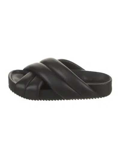 Pre-owned Jil Sander Leather Slides In Black