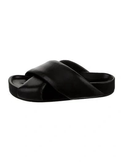 Pre-owned Jil Sander Leather Slides In Black