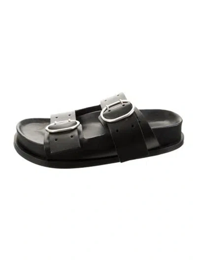 Pre-owned Jil Sander Leather Slides In Black