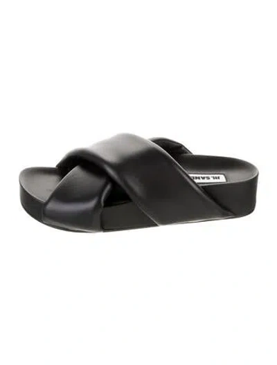 Pre-owned Jil Sander Leather Slides In Black