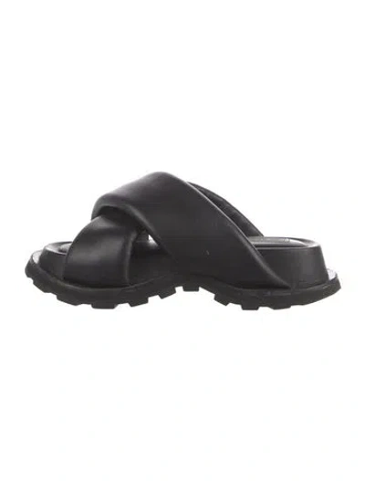 Pre-owned Jil Sander Leather Slides In Black