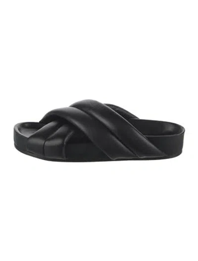 Pre-owned Jil Sander Leather Slides In Black