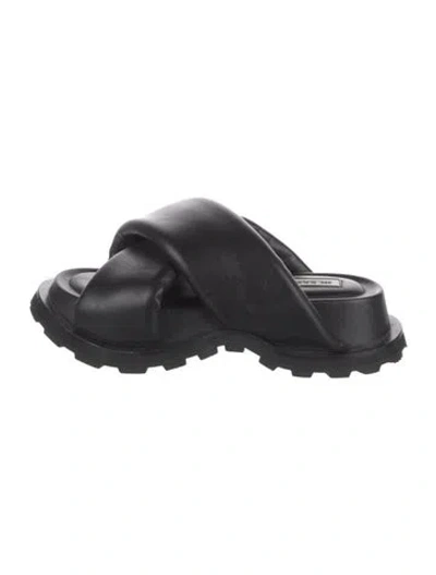Pre-owned Jil Sander Leather Slides In Black
