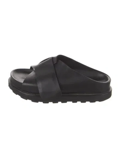 Pre-owned Jil Sander Leather Slides In Black