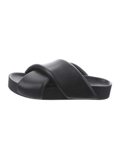 Pre-owned Jil Sander Leather Slides In Black