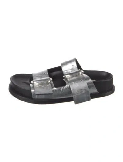 Pre-owned Jil Sander Leather Slides In Black/silver