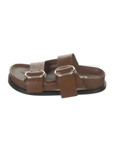 Pre-owned Jil Sander Leather Slides In Brown