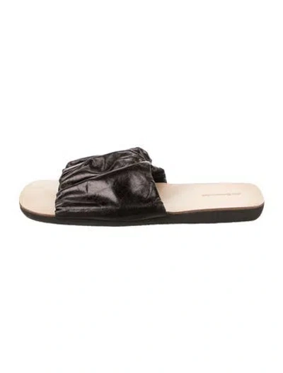 Pre-owned Jil Sander Leather Slides In Brown