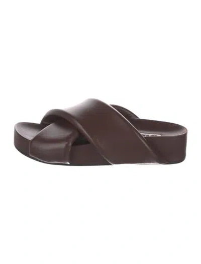 Pre-owned Jil Sander Leather Slides In Brown
