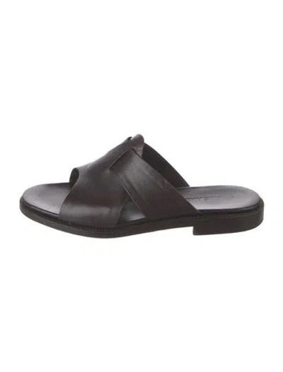 Pre-owned Jil Sander Leather Slides In Brown